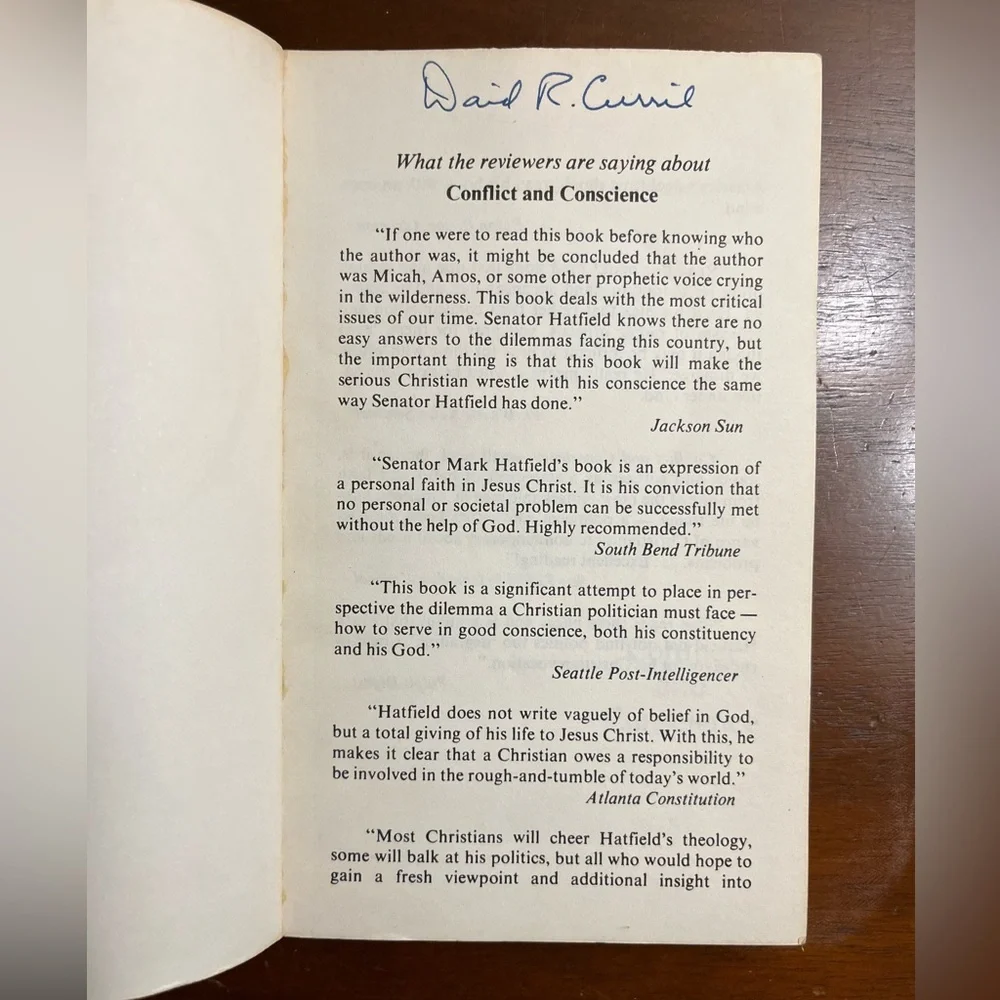 📕”Conflict and Conscience” (1971) by Mark O. Hatfield Vintage Paperback Book📕 - Picture 4 of 14